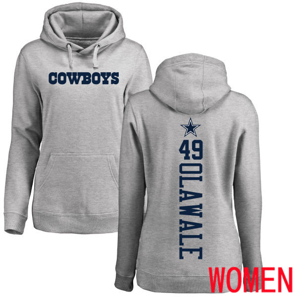 Women Dallas Cowboys Ash Jamize Olawale Backer #49 Pullover NFL Hoodie Sweatshirts